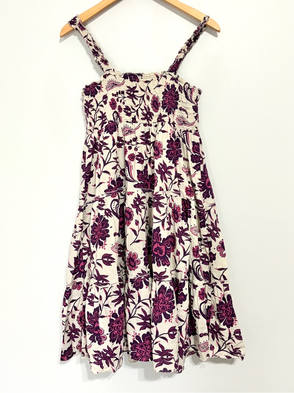 Mossimo Purple Paisley Floral Smocked Midi Sleeveless Dress Size Large